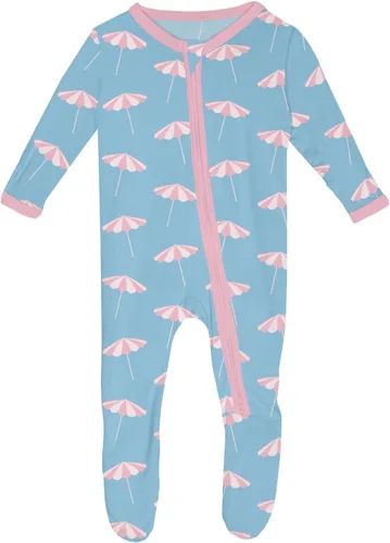 Vista 104 de KicKee Baby & Toddler - Pijama de viscosa ultrasuave de bambú con patas abatibles y puños