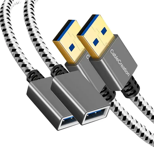 Vista 12 de CableCreation Cable de extensión USB 3.0 corto de 1 pie, cable extensor USB macho a hembra en ángulo izquierdo, USB 3.0 de 90 grados para VR