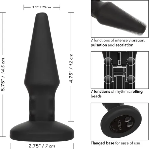 Vista 2 de CalExotics Bionic - Vibrador de tapón anal anal de sonda de beso negro con cuentas - SE-0850-15-3