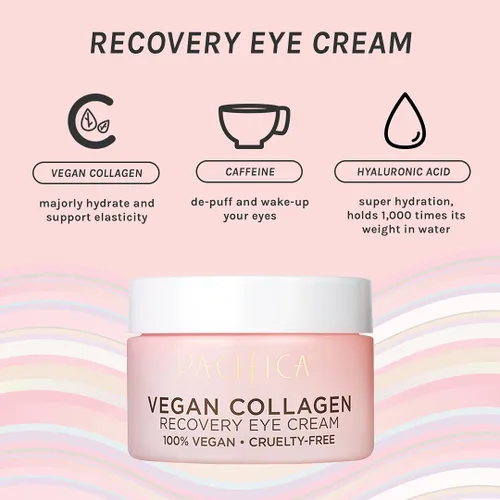 Vista 2 de Pacifica Juego de 2 cremas de colágeno vegano para la cara y los ojos, crema de noche + loción antienvejecimiento, hidratante de colágeno abundante