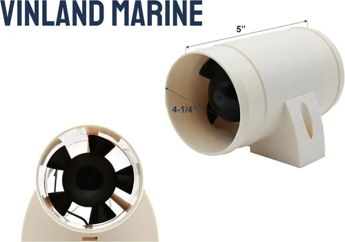 Vista 2 de Vinland Marine Soplador de sentina ABS moldeado por inyección Ø3 de diámetro, sistema de 12 voltios, fusible de 2.7 A; 2.5 amperios; 158 CFM