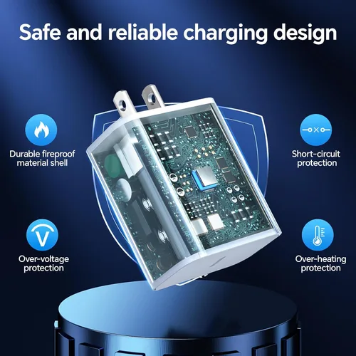 Vista 4 de Cargador de teléfono de carga rápida, [certificado MFi] Cargador de pared USB C de 20 W con 3 cables USB C a Lightning de 6 pies, cable de carga