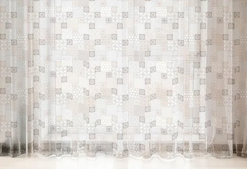 Vista 45 de Ambesonne Cortinas de tul Eiffel con bolsillo para barra, globos retro de corazón de café, remolinos de hito francés, cortina transparente