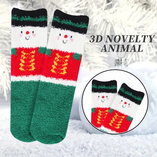 Vista 3 de Calcetines mullidos para hombre, unisex, lindos animales, acogedores, divertidos, esponjosos, cálidos, de invierno, de felpa, para dormir, regalos