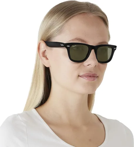 Vista 5 de Ray-Ban Gafas de sol cuadradas unisex para adultos montura negra lentes verdes talla M NegroG-15 Verde Polarizado