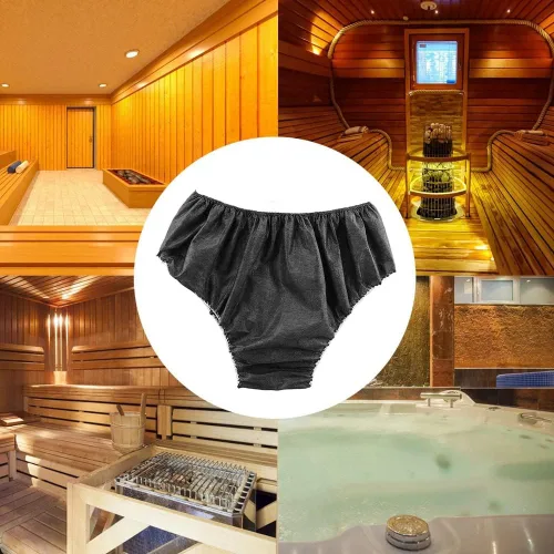 Vista 3 de 50 piezas bragas desechables transpirables no tejidos calzoncillos para SPA viaje salón de belleza, Negro, Talla única