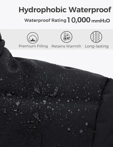 Vista 5 de wantdo - Abrigo de invierno con capucha para mujer, chaqueta acolchada gruesa, parka cálida Negro