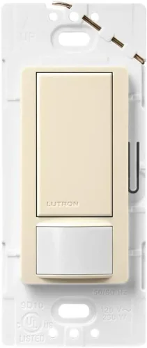 Vista 27 de Lutron Maestro Interruptor de luz con sensor de movimiento y placa de pared para baño, garaje, lavandería, cualquier bombilla, sensor de ocupación