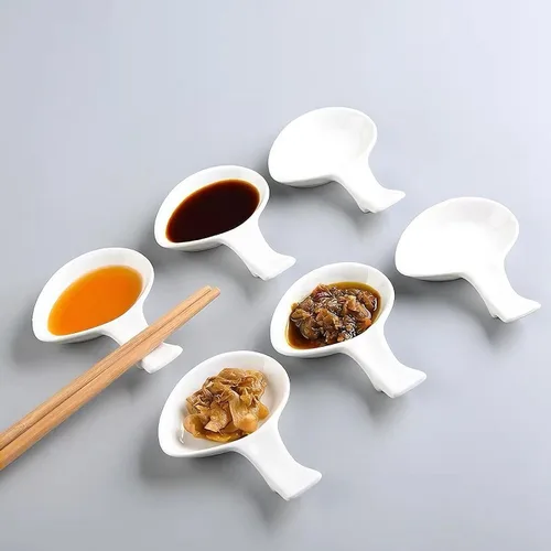 Vista 3 de Plato de cerámica para aperitivos, cuencos de inmersión para barbacoa, salsa de soja, ketchup, condimento, vinagre, sushi, ensalada, aceite