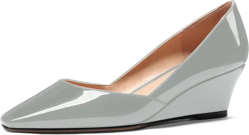 Vista 15 de MODENCOCO Zapatos de tacón bajo con cuña de tacón bajo para mujer, con puntera cuadrada, 2 pulgadas Beige