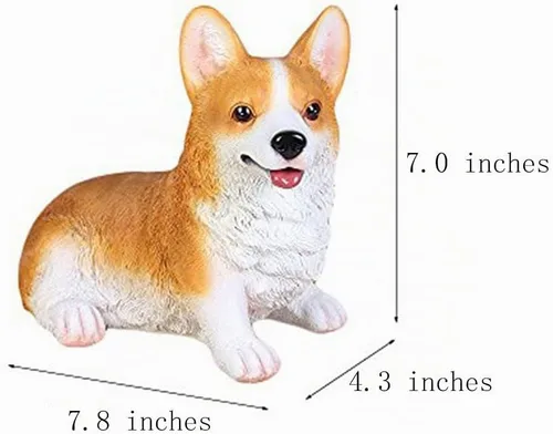 Vista 5 de WAIT FLY Precioso Corgi postrado perro en forma de hucha de resina Banco de monedas Decoración del hogar