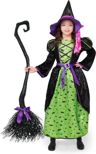 Vista 3 de Spooktacular Creations Disfraz de bruja para niña con sombrero para disfraz de Halloween