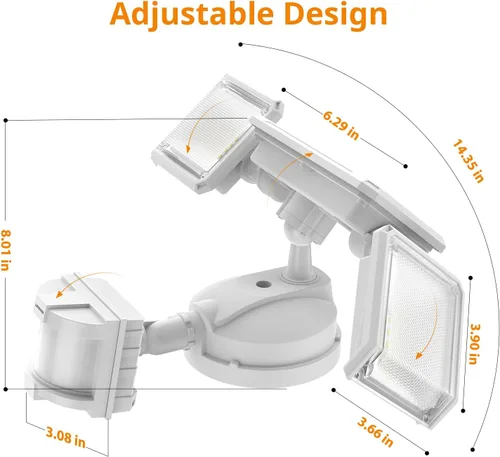 Vista 8 de LEPOWER Luces de inundación de 45 W con sensor de movimiento, luces para exteriores, luz de seguridad LED de 4800 lm, luz con sensor de movimiento
