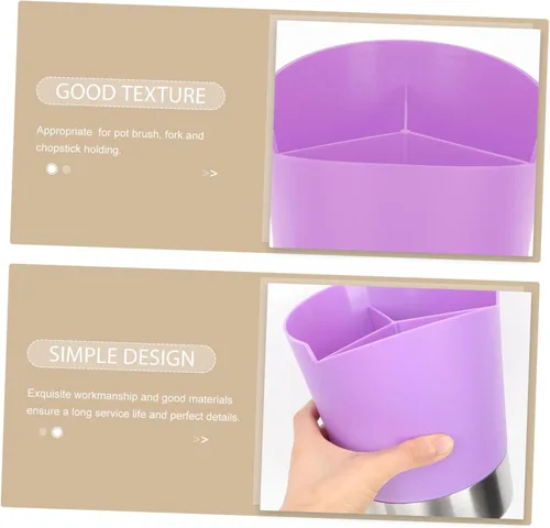 Vista 6 de Healeved Cubo de paja de tres compartimentos Soporte multifunción Estuche de almacenamiento de pajitas Cucharas Cubo de almacenamiento para el hogar