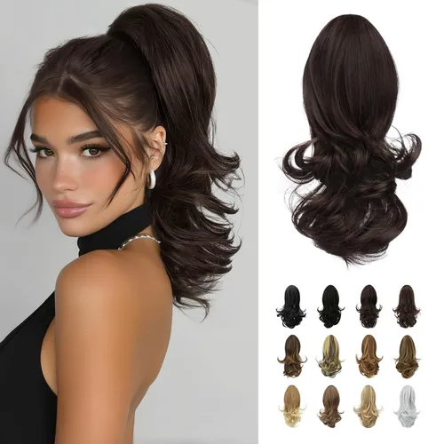 Vista 52 de SOFEIYAN Extensión de Cola de Caballo de 13" Larga y Rizada con Clip en Garra, Extensión de Cabello Sintético de Aspecto Natural para Mujeres