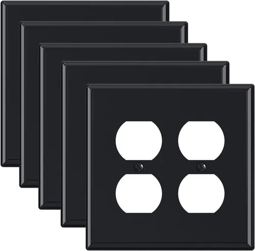 Vista 7 de ELEGRP Placas de pared para receptáculo dúplex de 2 segmentos, tamaño mediano, 4.88 pulgadas de alto x 4.94 pulgadas de largo, cubierta frontal