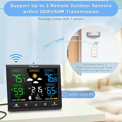 Vista 7 de Geevon Sensor remoto inalámbrico TX19 para exteriores 8646/23190/8688/8667/86258/86250/86268/86297/86275/86300/8614/86282/86278/86281 Termómetro