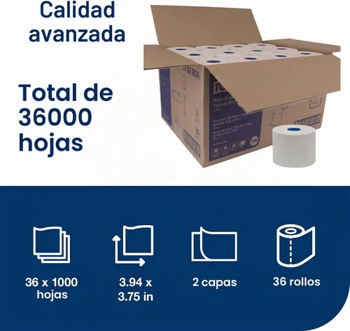 Vista 2 de Tork Rollo de papel higiénico de alta capacidad blanco T26, 36 x 1000