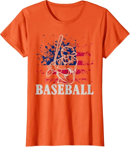 Vista 59 de Camiseta de béisbol deportiva estadounidense con bandera estadounidense, Negro, S