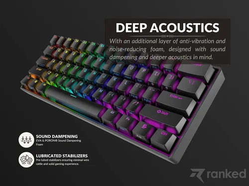 Vista 5 de Ranked S60 Supernova 60% Factor de Forma Teclado Mecánico de Gaming con Intercambio en Caliente 61 Teclas Retroiluminado LED RGB Multicolor
