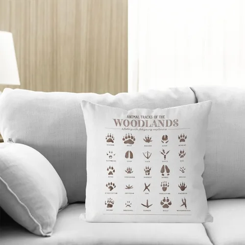 Vista 4 de IWXYI Fundas de almohada de bosque, fundas de almohada de pistas de animales de 18 x 18, decoración de guardería de bosques, fundas de almohada