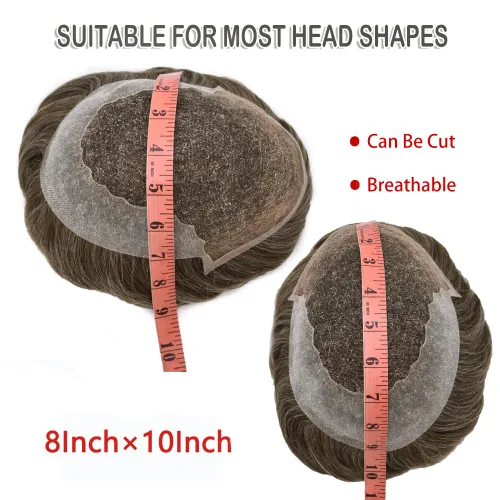 Vista 30 de Mens Toupee Natural Hairline Swiss Lace Toupee Remy Human Hair Piece For Men Bleached Knots Mens Hair Replacement System Toupee 6X8#1 Jet Black 100%