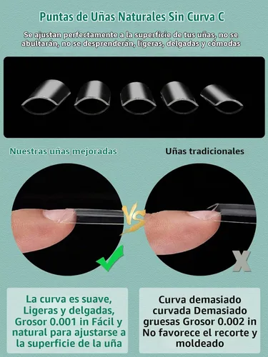 Vista 4 de LIONVISON Puntas de uñas cuadradas XL: 480 puntas de uñas extra largas sin