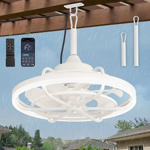 Vista 9 de Fanbulous Ventiladores de Techo para Exteriores con Luz para Patios, Ventilador de Techo Enchufable de 20" Resistente a la Intemperie, Ventilador