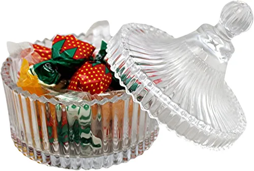 Vista 3 de Dependable Industries Inc. - Tazón de cristal para dulces y azúcar con tapa, perfecto para dulces, azúcar y cubos, adición esencial para café
