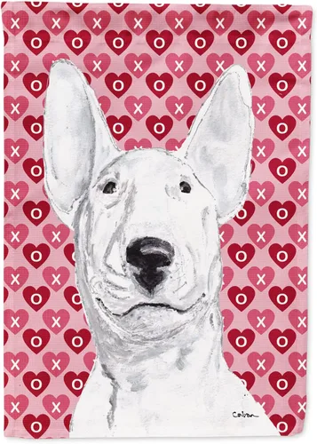 Vista 358 de Caroline's Treasures SS4484GF Bandera de jardín con diseño de bulldog inglés y corazones para el Día de San Valentín, bandera decorativa para patio