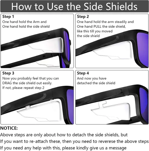Vista 6 de CAXMAN Gafas de sol polarizadas con protectores laterales rectangulares para hombre, 100% protección UV