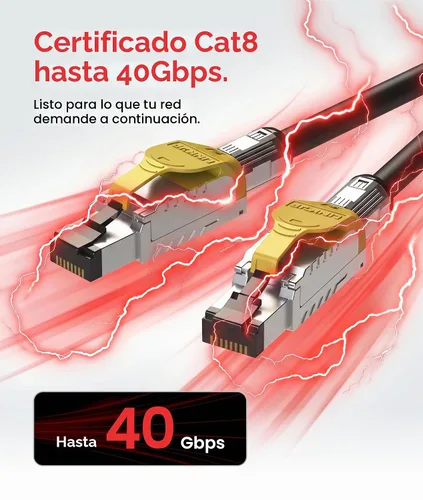 Vista 7 de LINKUP Cable Ethernet Cat 8 Cable largo de Internet Conexión LAN de alta velocidad Conectores RJ45 Uso con Cat 5/Cat 6/Cat 7 Óptimo