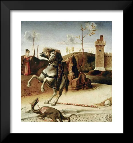 Vista 2 de ArtDirect Bellini, Giovanni 20x21 Black Modern Framed Art Print Titled: Saint George From the Pala Pesaro