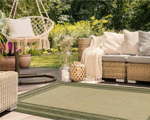 Vista 24 de Liora Manne Carmel - Alfombra tejida de perfil bajo de fácil cuidado para interiores y exteriores, color aguamarina, 6 pies 6 pulgadas x 9 pies 4