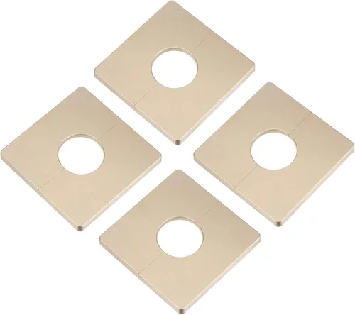 Vista 10 de uxcell 4 bridas divididas para pared, placa cuadrada de ABS autoadhesiva con orificio de 1.102 in/1.1 pulgadas de diámetro, cubierta de tubería