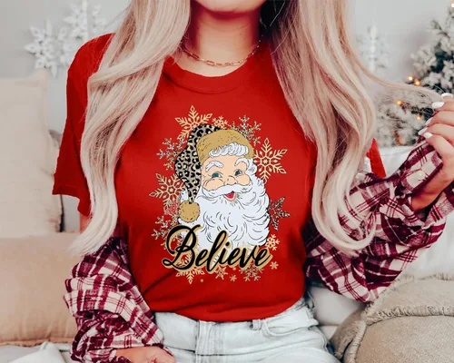 Vista 3 de Camiseta de Navidad para mujer, camiseta de manga corta con gráficos de Navidad, camiseta de Navidad