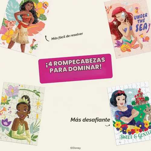 Vista 4 de Ceaco - Disney Princess - 4 Pack Multi-Piece Puzzles for Kids Ages 3-6+