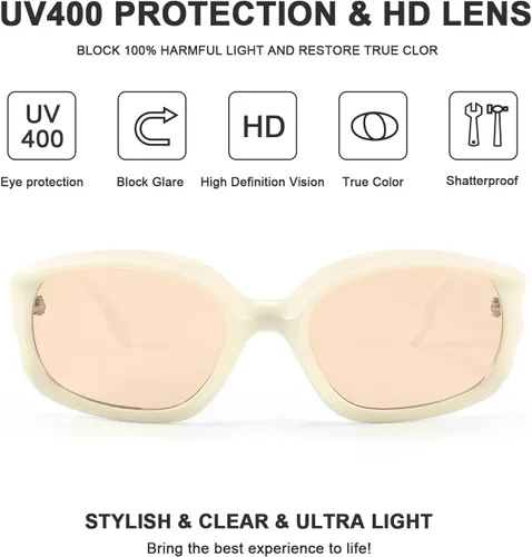 Vista 6 de FEISEDY Gafas de sol deportivas de moda envolventes gruesas con marco rectangular Funky gafas para mujeres y hombres B2831, 56mm