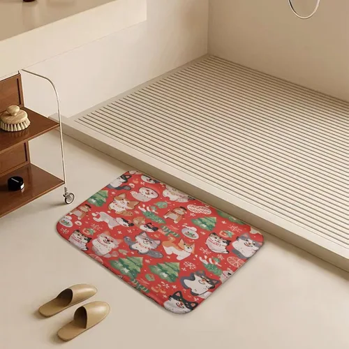 Vista 5 de Tapete de baño de franela antideslizante para bañera de 16 x 24 pulgadas, tapete de baño de microfibra súper suave, antideslizante, absorbente