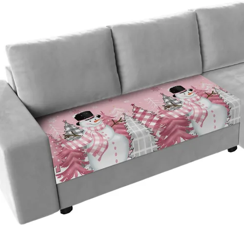Vista 10 de Fundas de cojín elásticas para sofá de Navidad, diseño de muñeco de nieve, seccional/individual/en forma de L, protector de muebles con parte