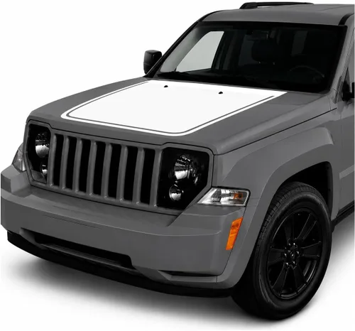 Vista 10 de Calcomanía de vinilo con diseño de rayas opacas con diseño de rayas negras o negras compatibles con Jeep Liberty 2008-2014