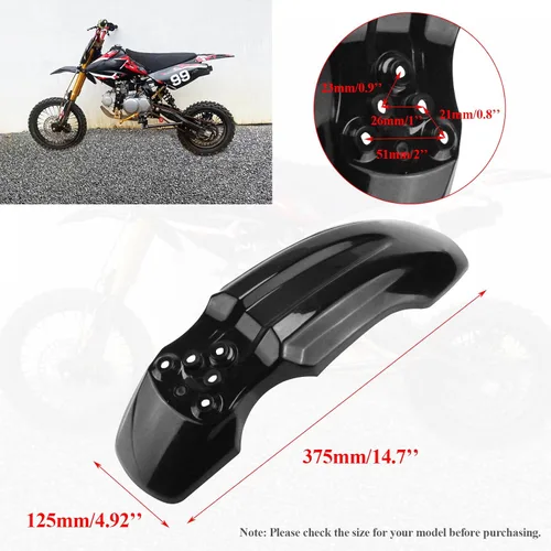 Vista 4 de Nuevo Olym plástico rueda delantera guardabarros para Tuttio Tutti Soleil 01 CRF50 estilo 125CC Pit PRO Trail Dirt Bike Negro