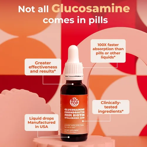 Vista 6 de Glucosamina líquida, condroitina, MSM, biotina, ácido hialurónico, fórmula todo en uno para una buena salud de articulaciones, huesos, cabello, piel