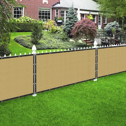 Vista 6 de Houssity Beige Panel de Pantalla de Privacidad para Valla de Balcón Terraza de 4' x 1' Cubierta de Tela de Sombra para Valla de Eslabones de Cadena