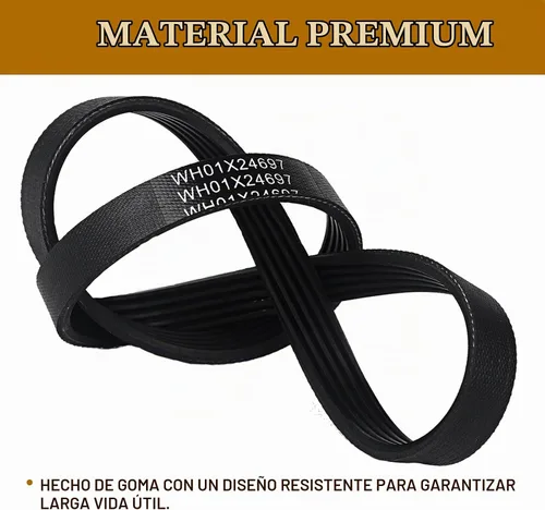 Vista 5 de WH01X24697 Correa de transmisión de lavadora compatible con GE, lavadora de ropa Hotpoint, piezas de repuesto AP6037512, 4585709, PS11767488