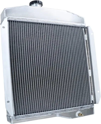 Vista 2 de Radiador de aluminio de 4 filas de repuesto para Jeep CJ3 CJ5 CJ6 DJ5 DJ6 1955 Willys Radiador 1955 1960 1961 1962 1963