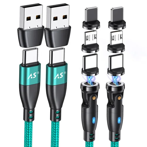 Vista 9 de Cable de carga magnético de rotación 540 de 100 W, 3.3 pies/6 pies, paquete de 2 unidades, cable USB C a USB C, cable de carga magnética, cable