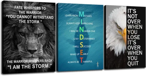 Vista 48 de Arte de Pared Motivacional 40 Razones para Entrenar 3 Piezas Pintura Impresión en Lienzo Decoración de Oficina Póster Mentalidad Millonaria