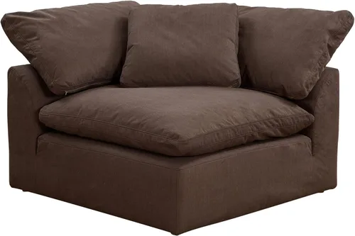 Vista 3 de Sunset Trading Contemporary Puff Collection - Sofá modular con relleno de plumón profundo, 5 piezas, a prueba de manchas, resistente al agua, marrón