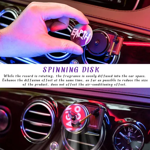 Vista 5 de 2 piezas de clips de ventilación para ambientadores de coche, ambientadores retro de tocadiscos para mujeres, difusores de perfume con cubierta